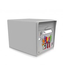 [SISGR-VLGR] "Vache de coeur" [VanLuc] - Boite aux lettres 1 porte gris souris