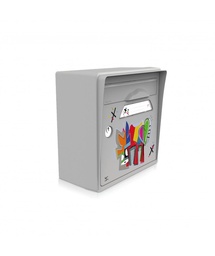 [SICGR-VLGR] "Vache de coeur" [VanLuc] - Boîte aux lettres murale gris souris