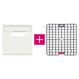 [SGP-BLANC-TAP] Pack porte avant de boîte aux lettres "Blanc ivoire" + tapis anti-humidité
