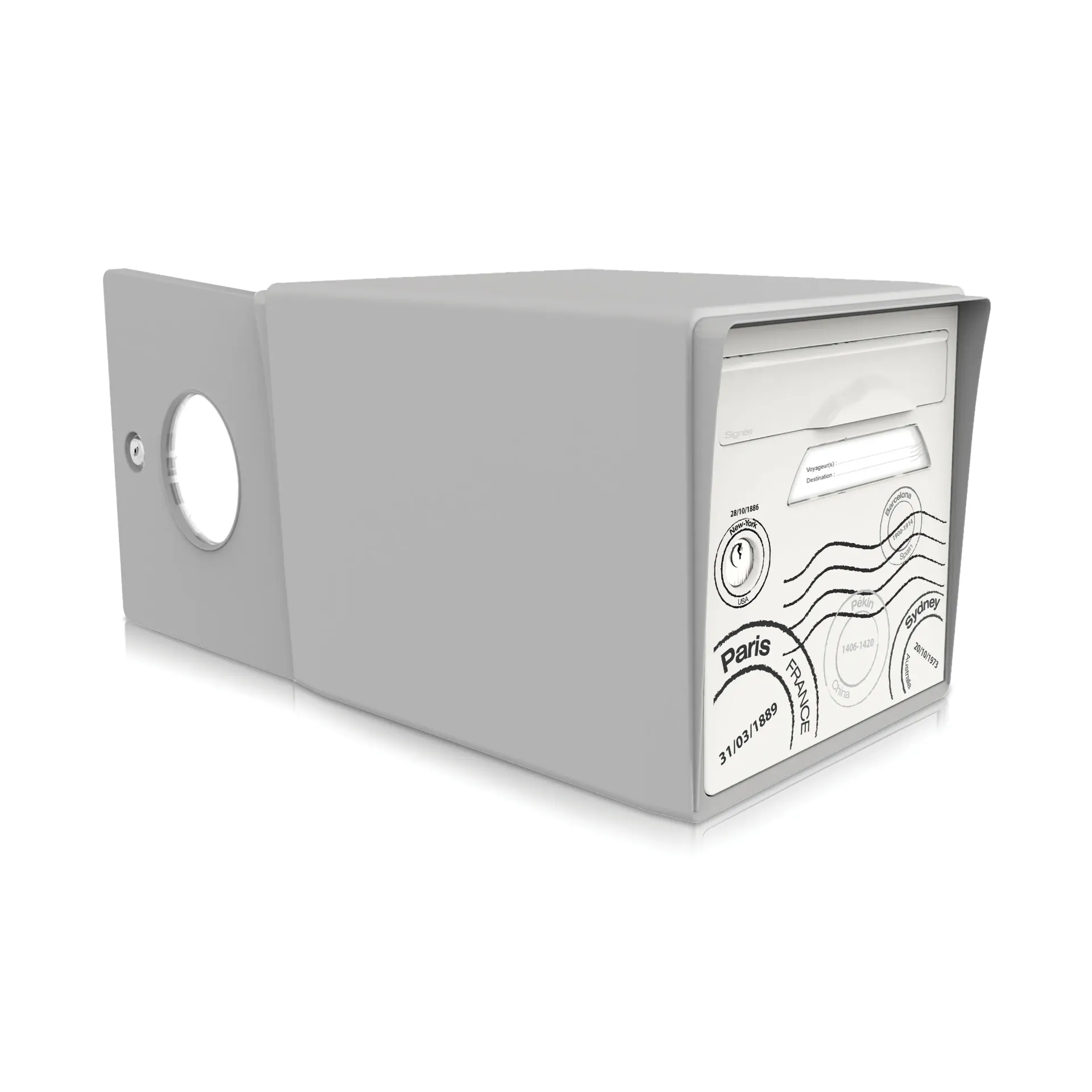 "Globe-trotter" - Boîte aux lettres 2 portes gris souris