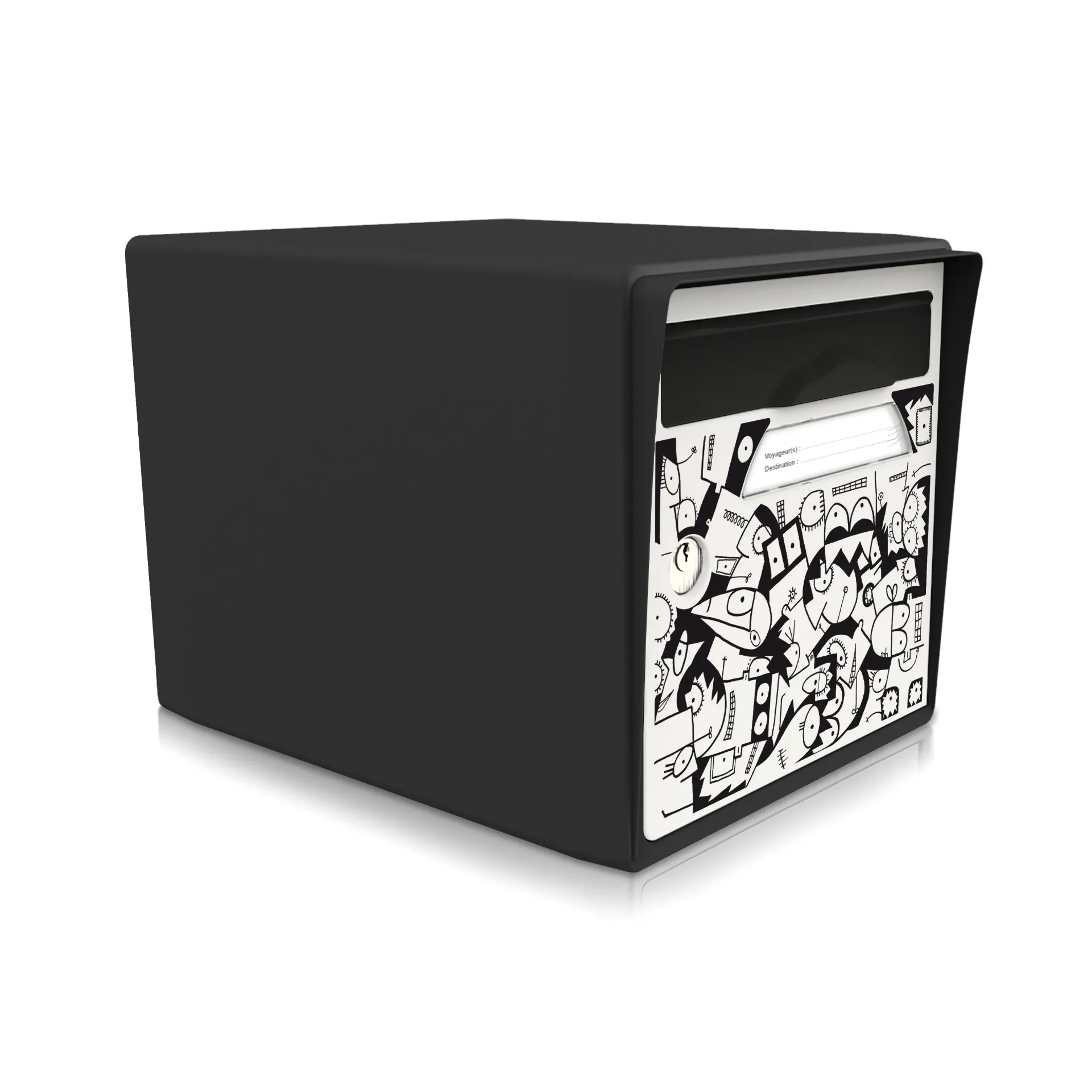 [SISNR-CR001] "La ville se réveille" [Mél Bol] - Boîte aux lettres 1 porte noir intense