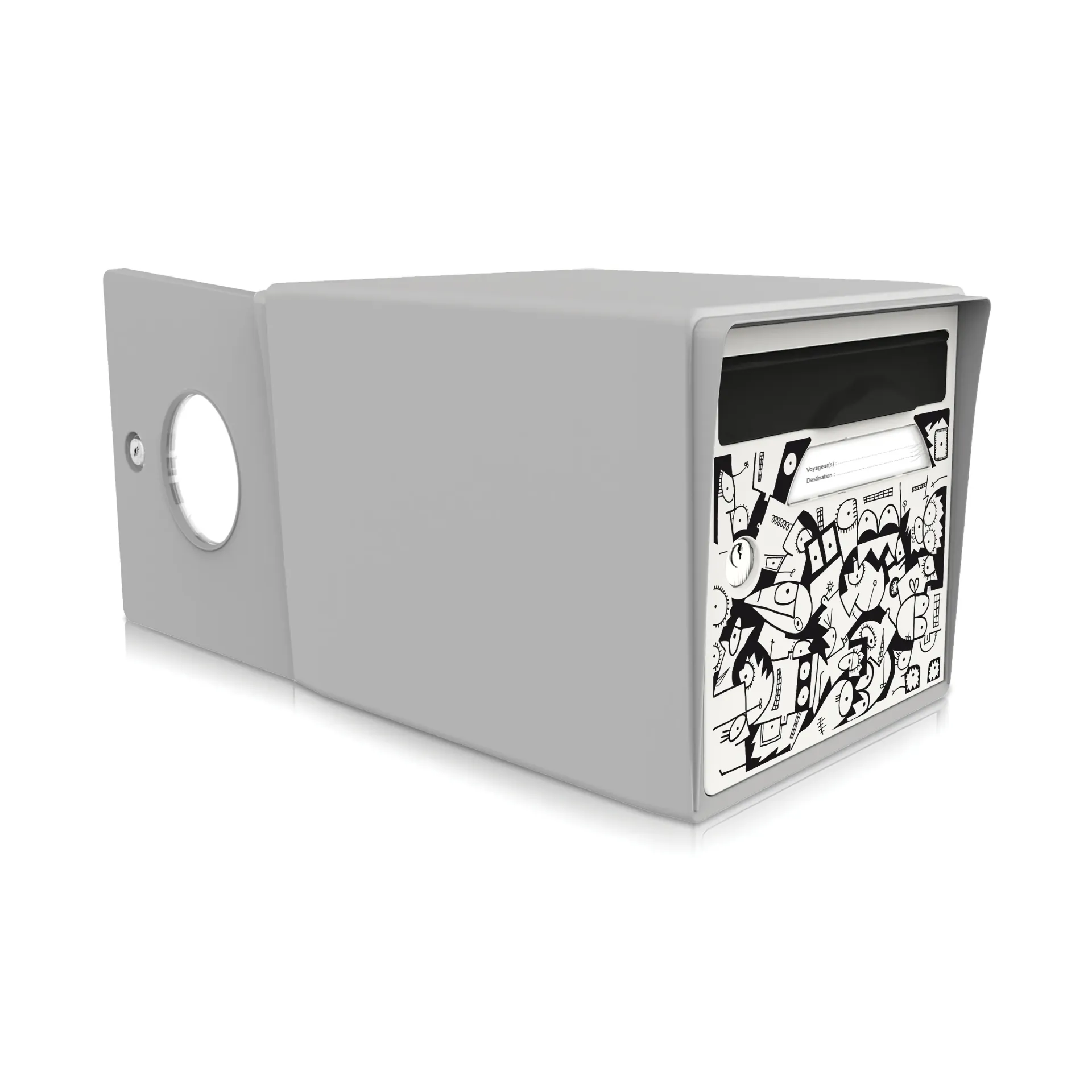 [SIDGR-CR001] "La ville se réveille" [Mél Bol] - Boîte aux lettres 2 portes gris souris