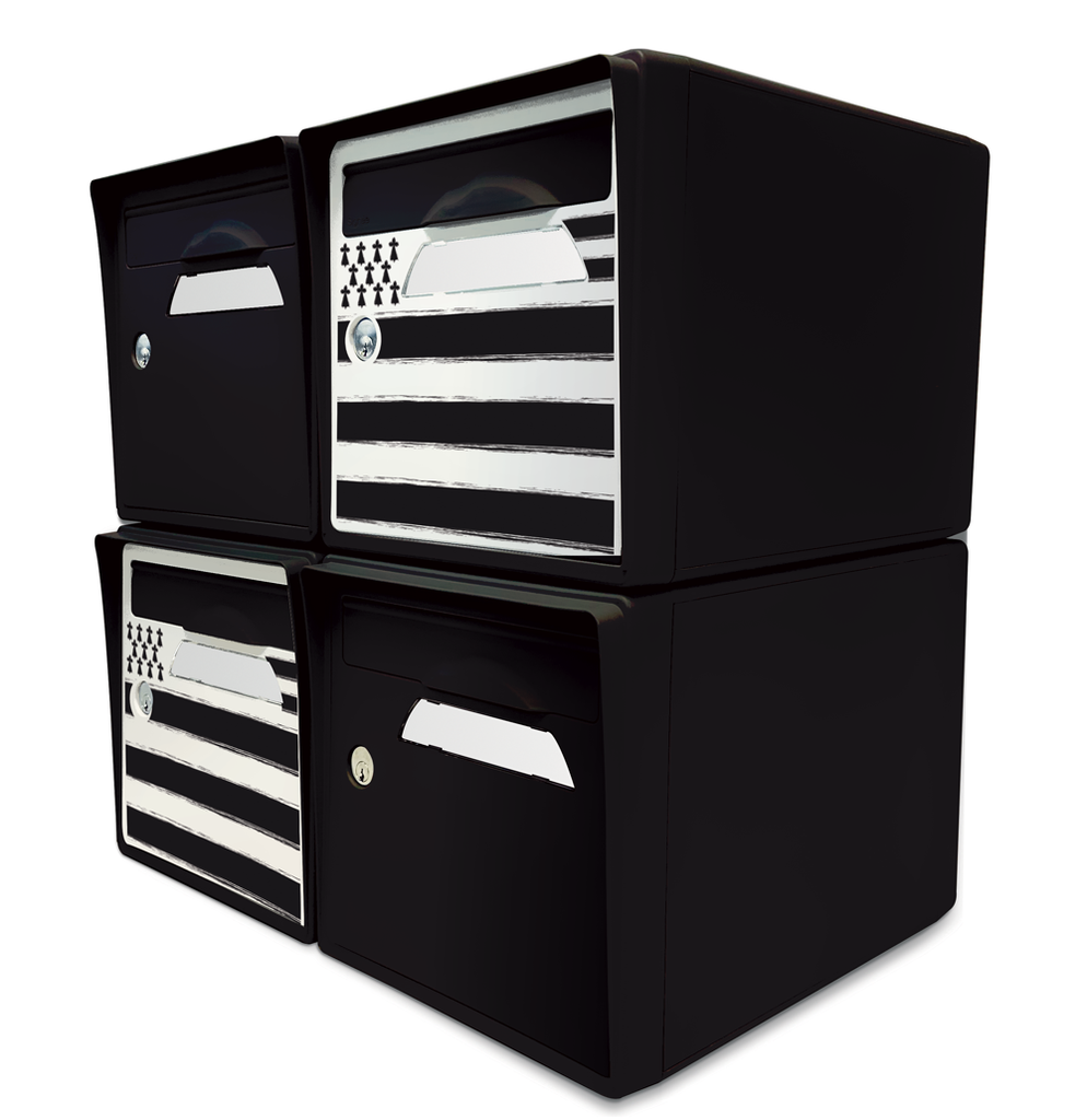 Pack de 4 boites aux lettres 1 porte - 2x "Breizh" - 2x "Noir intense"
