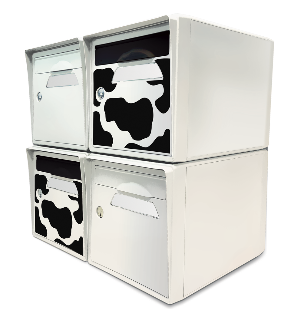 Pack de 4 boites aux lettres 1 porte - 2x "Vachement belle" - 2x "Blanc ivoire"