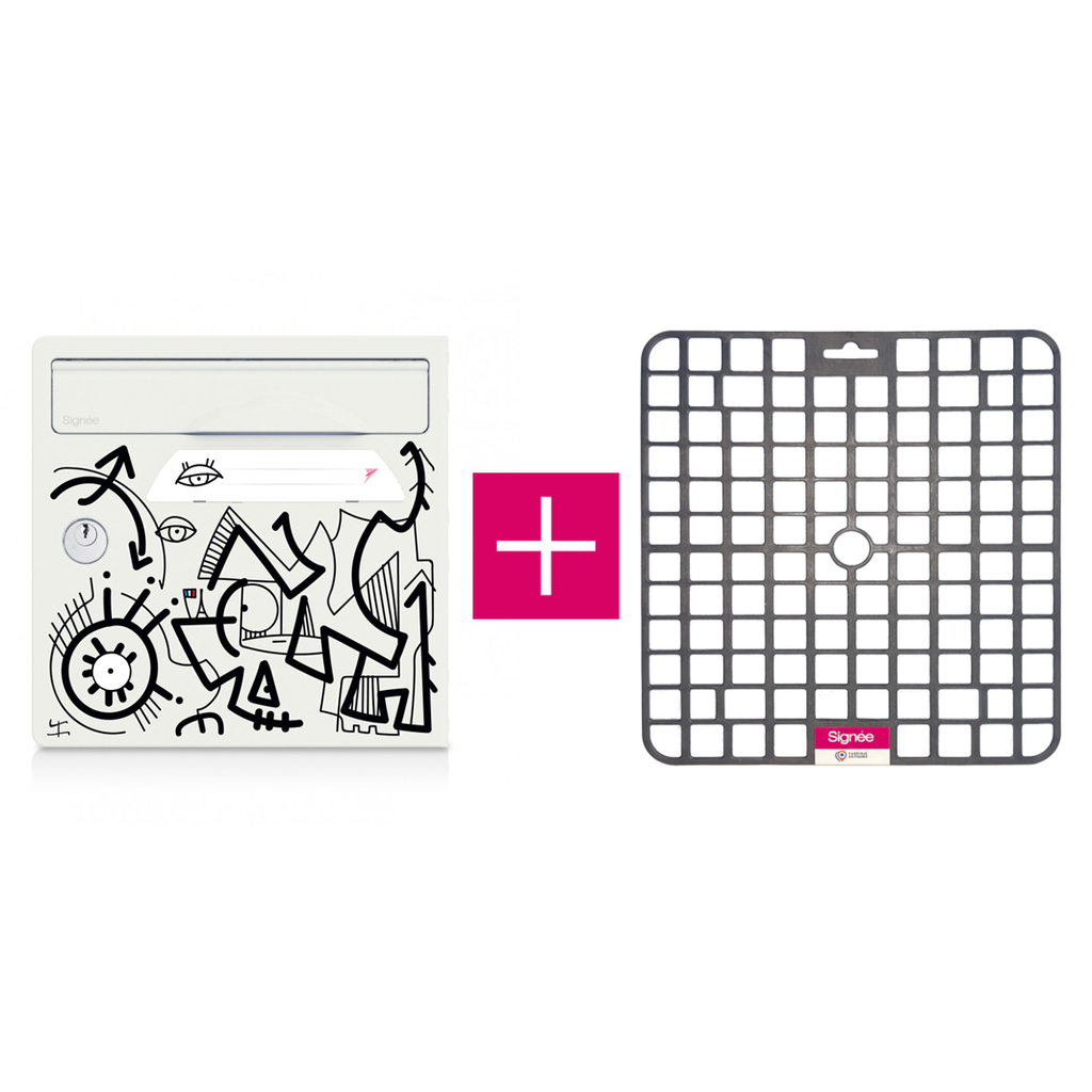 Pack porte avant de boite aux lettres "Vache de France [VanLuc]" + tapis anti-humidité