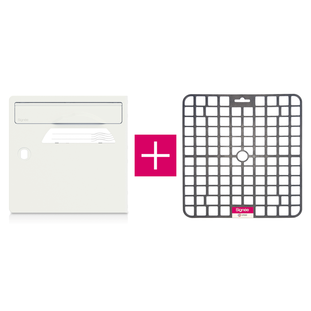 Pack porte avant de boîte aux lettres "Blanc ivoire" + tapis anti-humidité