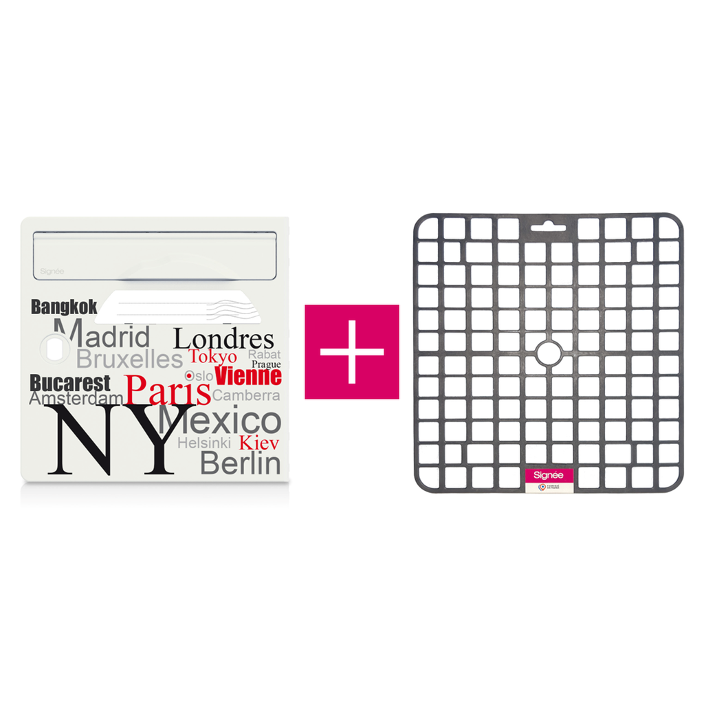Pack porte avant de boite aux lettres "Capitales du monde" + tapis anti-humidité