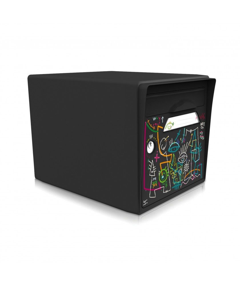 "Vache de pub" [VanLuc] - Boîte aux lettres 1 porte noir intense 