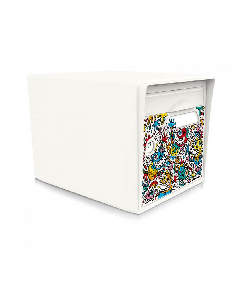 Boîte aux lettres 1 porte blanc ivoire "The Maniac World" [SKWAK]