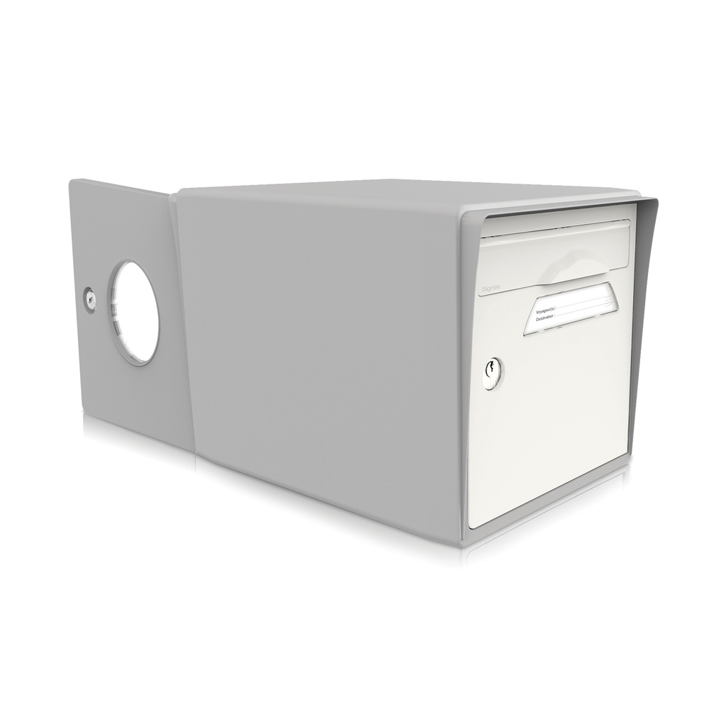Boîte aux lettres 2 portes gris souris et blanc ivoire