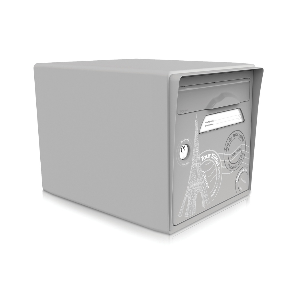 boite aux lettres 1 porte gris souris "Paris est belle"