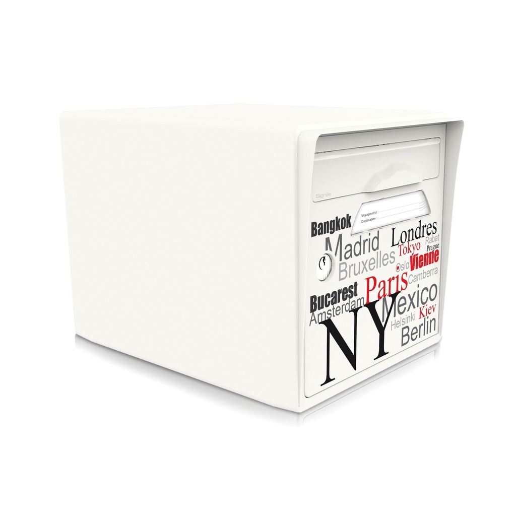 Boîte aux lettres 1 porte blanc ivoire "Capitales du monde"