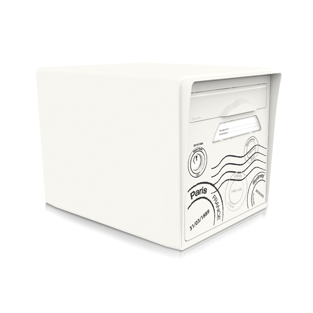 Boîte aux lettres 1 porte blanc ivoire "Globe-trotter"