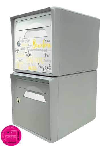 [SISGR-OTBGR-X2] Pack de 2 boites aux lettres 1 porte - "On the beach" - "Gris souris"