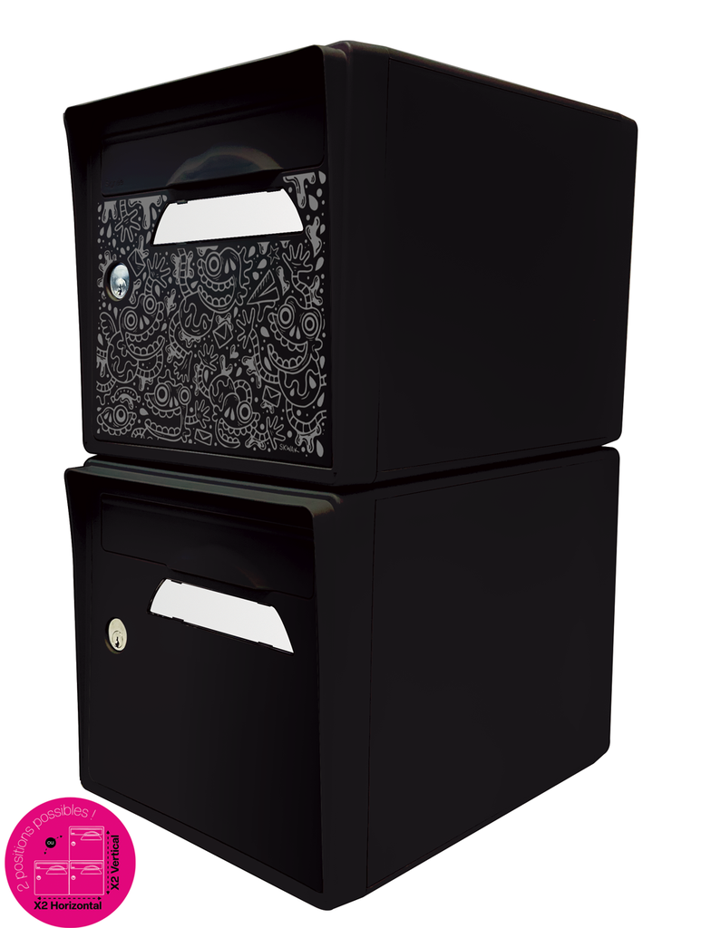 [SISNR-SKNR-X2] Pack de 2 boites aux lettres 1 porte - "The Black Maniac" [SKWAK] - "Noir intense"