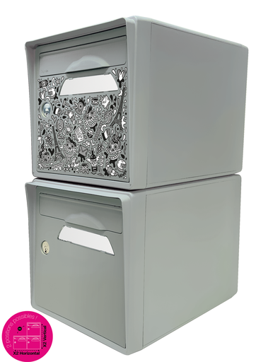 [SISGR-SKGR-X2] Pack de 2 boites aux lettres 1 porte - "The French Maniac" [SKWAK] - "Gris souris"