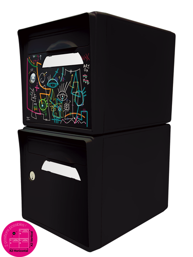 [SISNR-VLNR-X2] Pack de 2 boites aux lettres 1 porte - "Vache de pub" [VanLuc] - "Noir intense"