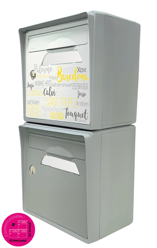 [SICGR-OTBGR-X2] Pack de 2 boîtes aux lettres murales - "On the beach" - "Gris souris"