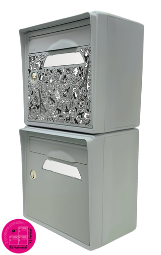 [SICGR-SKGR-X2] Pack de 2 boites aux lettres murales - "The French Maniac" [SKWAK] - "Gris souris"