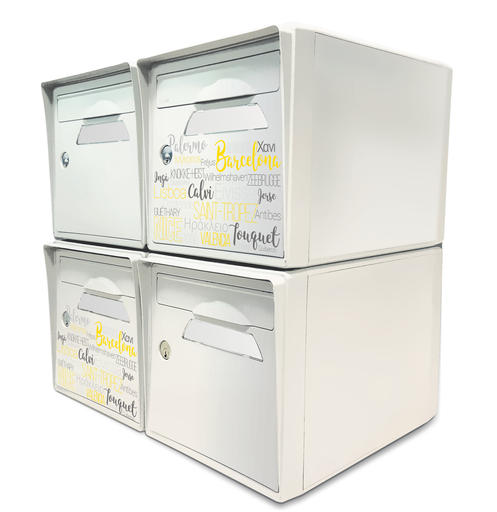 [SISBL-OTBBL-X4] Pack de 4 boîtes aux lettres 1 porte - 2x "On the beach" - 2x "Blanc ivoire"