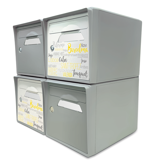 [SISGR-OTBGR-X4] Pack de 4 boites aux lettres 1 porte - 2x "On the beach" - 2x "Gris souris"