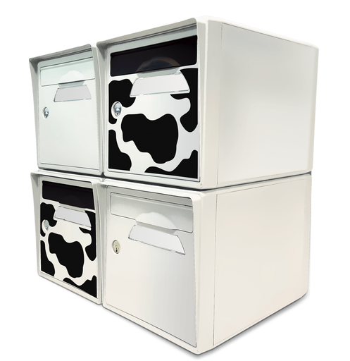 [SISBL-VACHEBL-X4] Pack de 4 boites aux lettres 1 porte - 2x "Vachement belle" - 2x "Blanc ivoire"