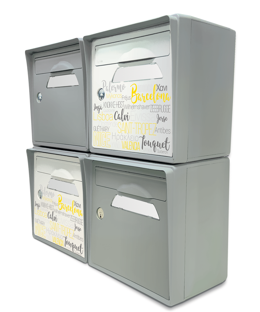 [SICGR-OTBGR-X4] Pack de 4 boîtes aux lettres murales - 2x "On the beach" - 2x "Gris souris"