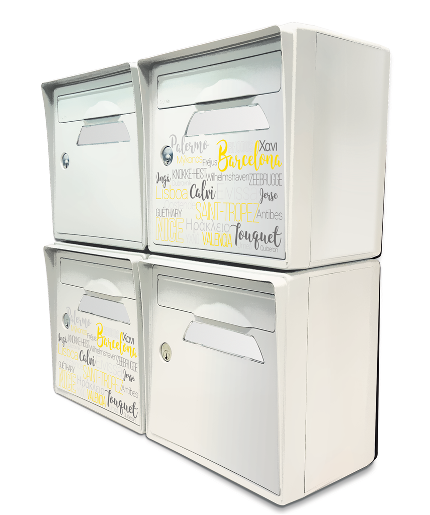 [SICBL-OTBBL-X4] Pack de 4 boîtes aux lettres murales - 2x "On the beach" - 2x "Blanc ivoire"