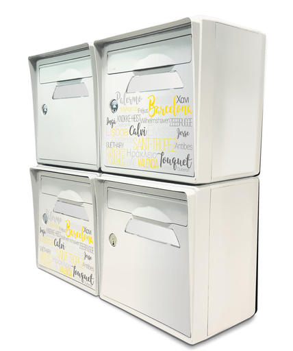 [SICBL-OTBBL-X4] Pack de 4 boîtes aux lettres murales - 2x "On the beach" - 2x "Blanc ivoire"