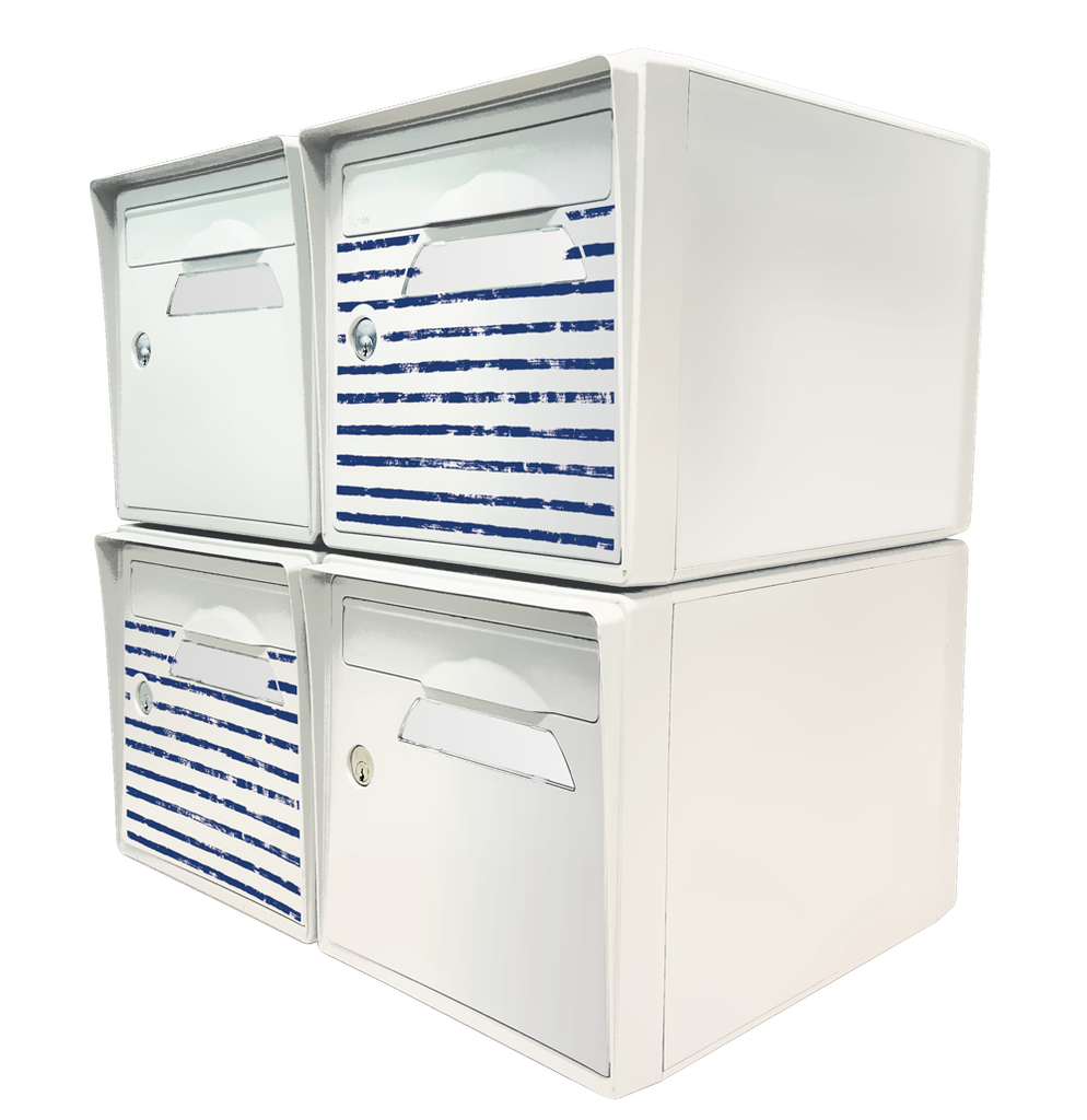 [SISBL-BDMBL-X4] Pack de 4 boîtes aux lettres 1 porte - 2x "Bord de mer" - 2x "Blanc ivoire"