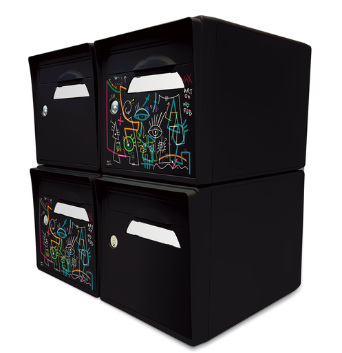 [SISNR-VLNR-X4] Pack de 4 boites aux lettres 1 porte - 2x "Vache de pub" [VanLuc] - 2x "Noir intense"