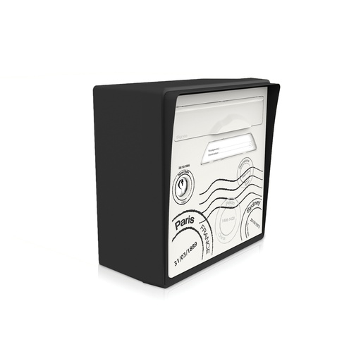 [SICNR-GT] boite aux lettres murale noir intense "Globe-trotter"