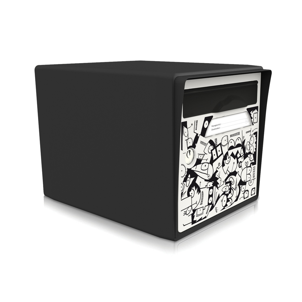[SISNR-CR001] "La ville se réveille" [Mél Bol] - Boîte aux lettres 1 porte noir intense 