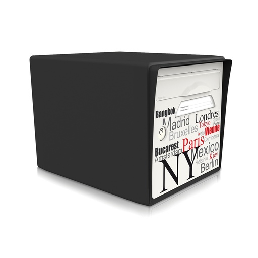 [SISNR-EL001] boite aux lettres 1 porte noir intense "Capitales du monde"