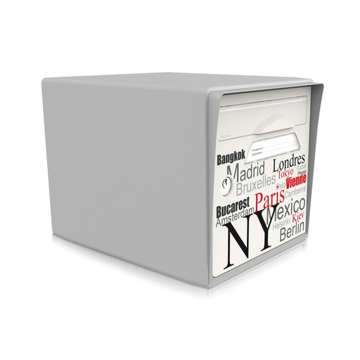 [SISGR-EL001] boite aux lettres 1 porte gris souris "Capitales du monde"